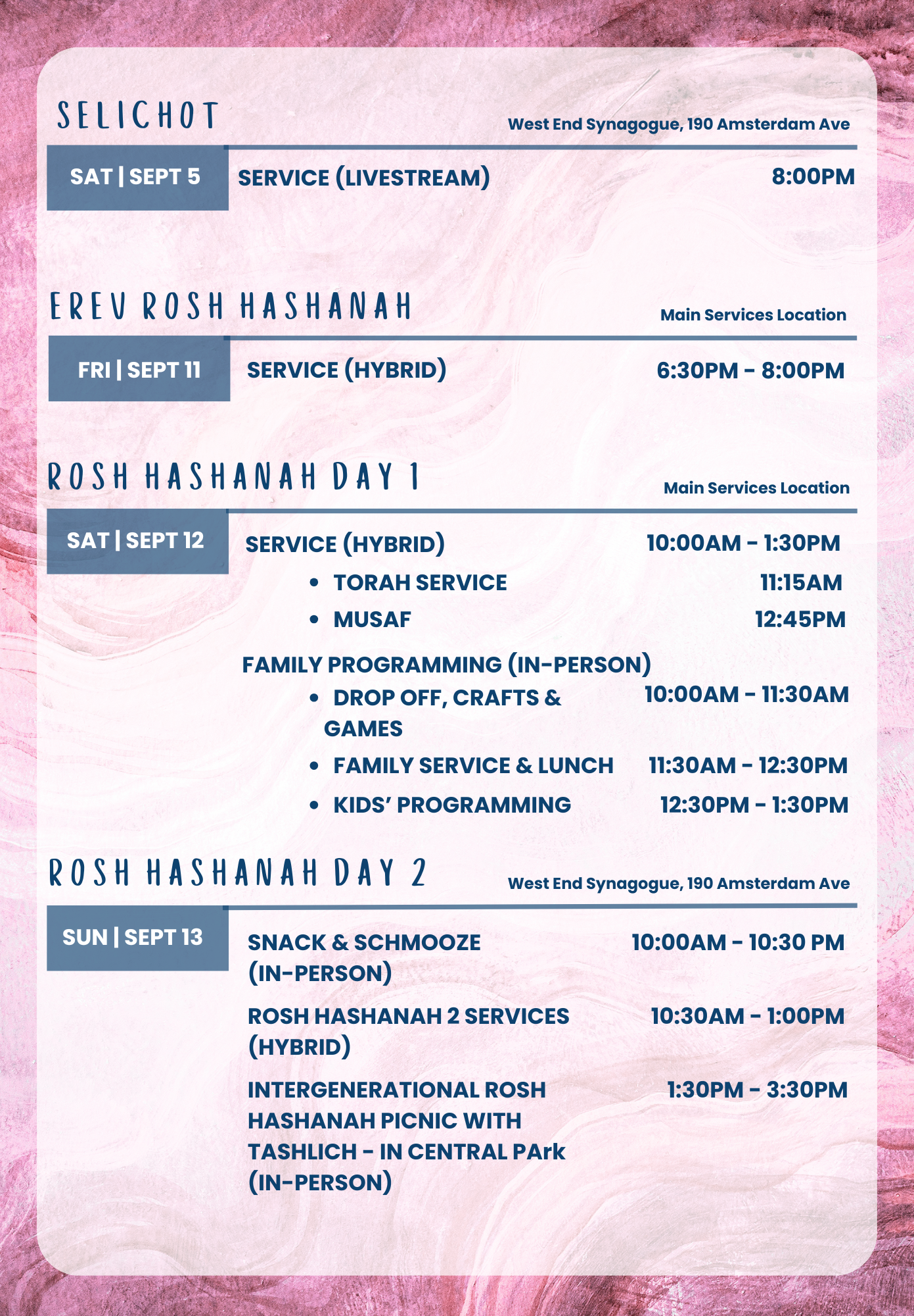 HHD 2026 Services Schedule page 1