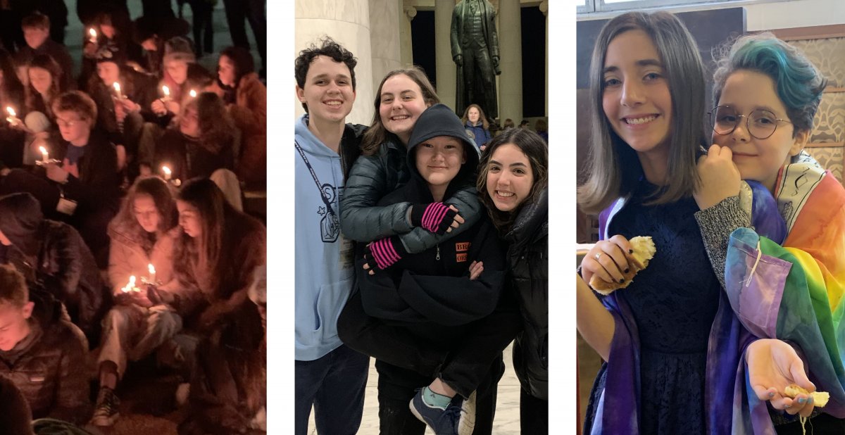 "2020 RAC Trip, photo of teen program in Washington DC, photo of teens in our synagogue"